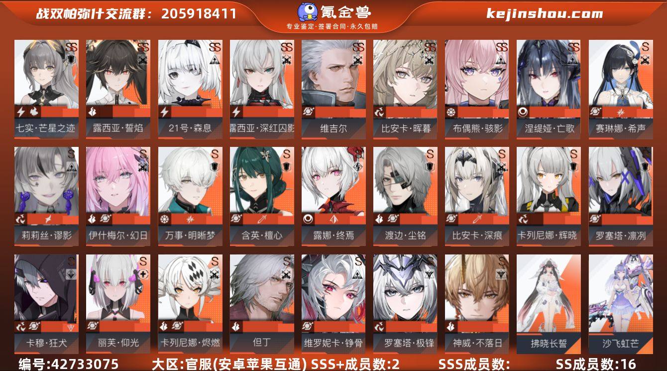 SSS+成员数量:2 SS成员数量:16 ...