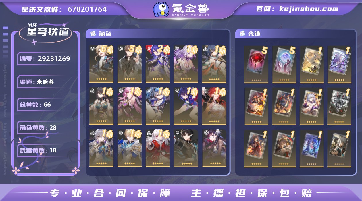 开拓等级:70 开拓者性别:女 总黄数:6...