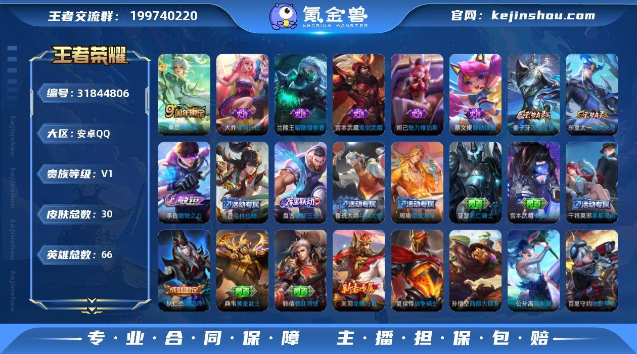 安卓Q-V0-尊贵铂金II段位-66英雄-...