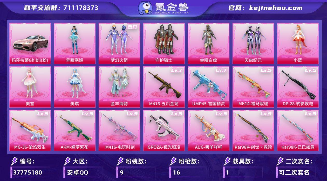 实名: 可修改 时装数: 190 载具数:...