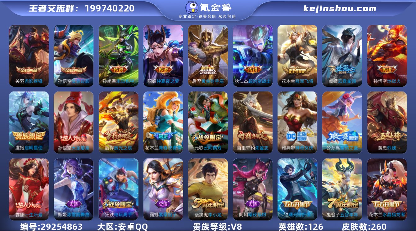 安卓Q-V8-永恒钻石IV段位-125英雄...