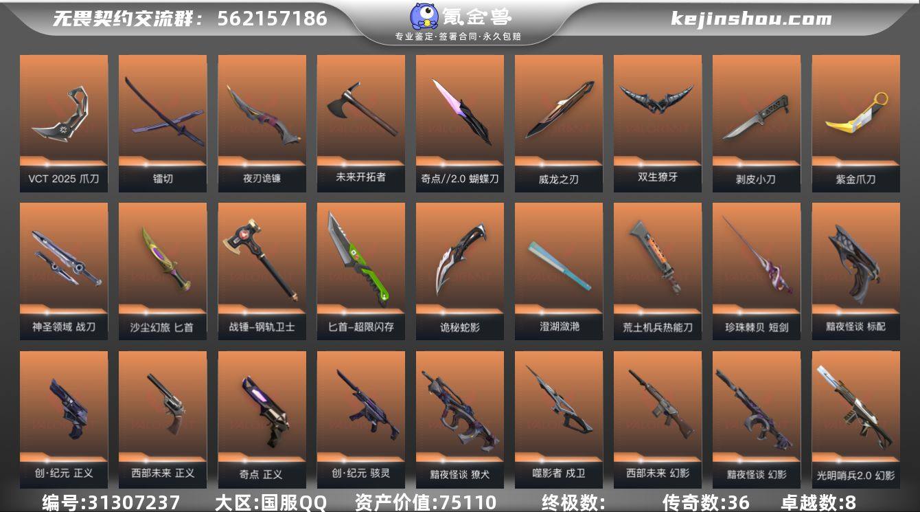 传奇数:36 卓越数:8 皮肤资产价值:7...