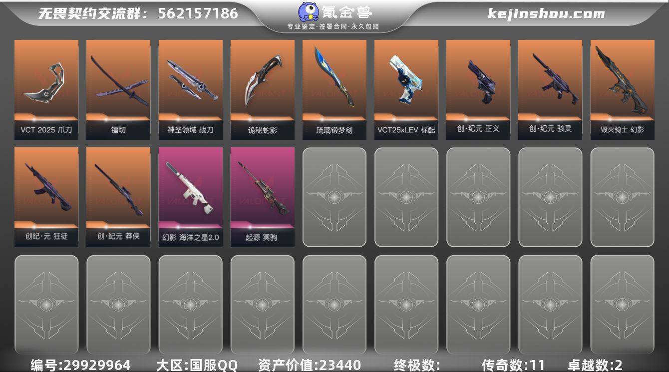 传奇数:11 卓越数:2 皮肤资产价值:2...