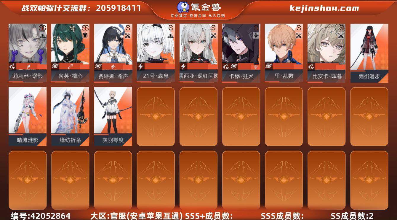 SS成员数量:2 灰羽零度，晴滩涟影，缘纺...
