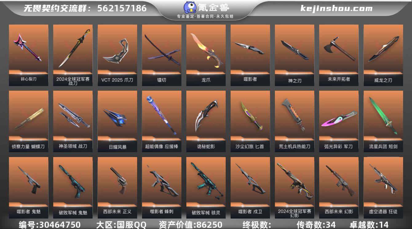 传奇数:34 卓越数:14 皮肤资产价值:...