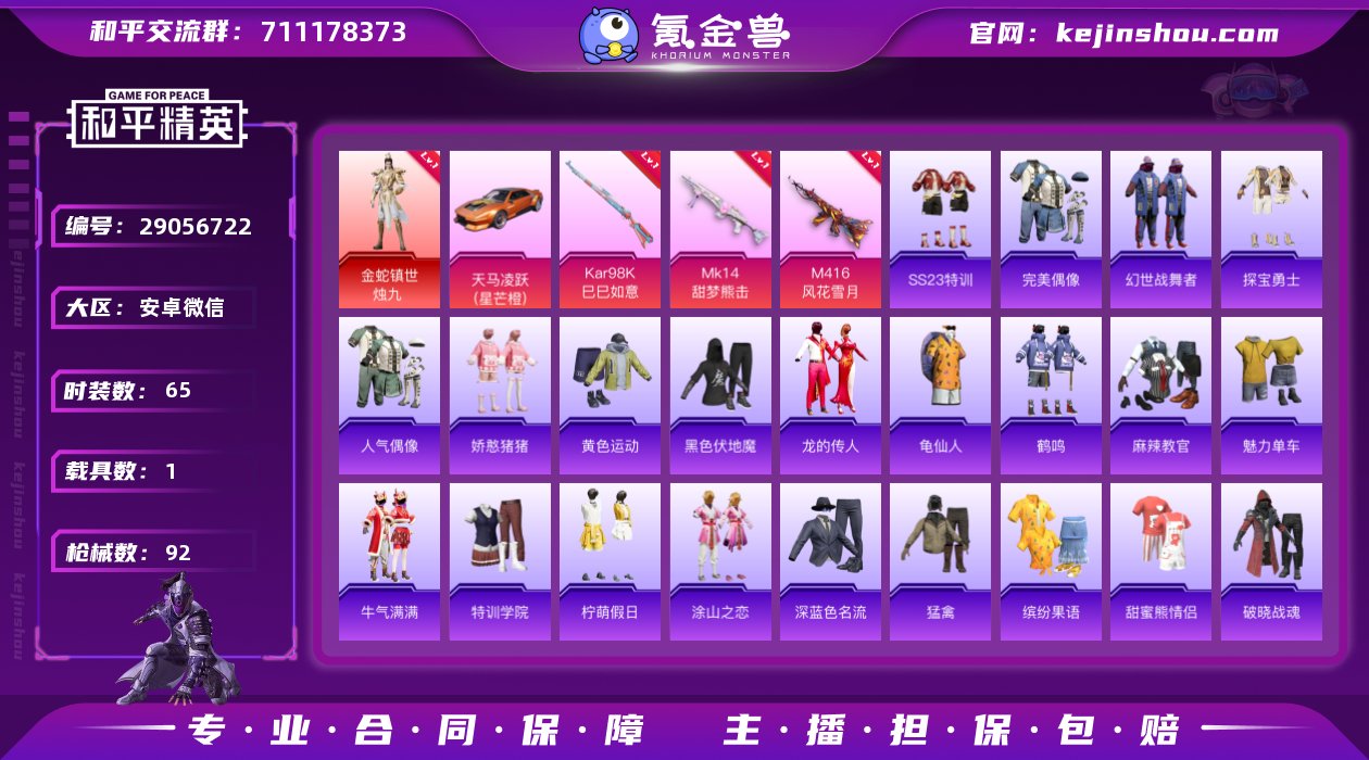 1红装 4粉枪 1载具 3印记 65套装 ...