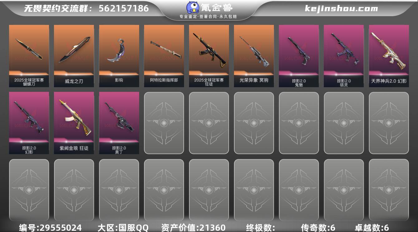 传奇数:6 卓越数:6 皮肤资产价值:21...