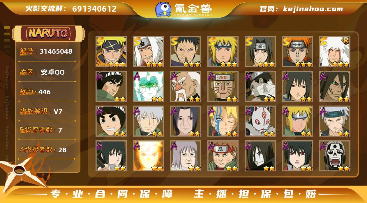 战力值(万)：446 S忍数：7 A忍数：...