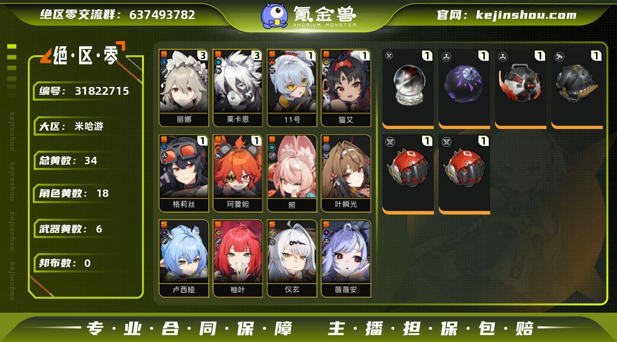 冒险等级:59 总黄数:34 五星角色数:...