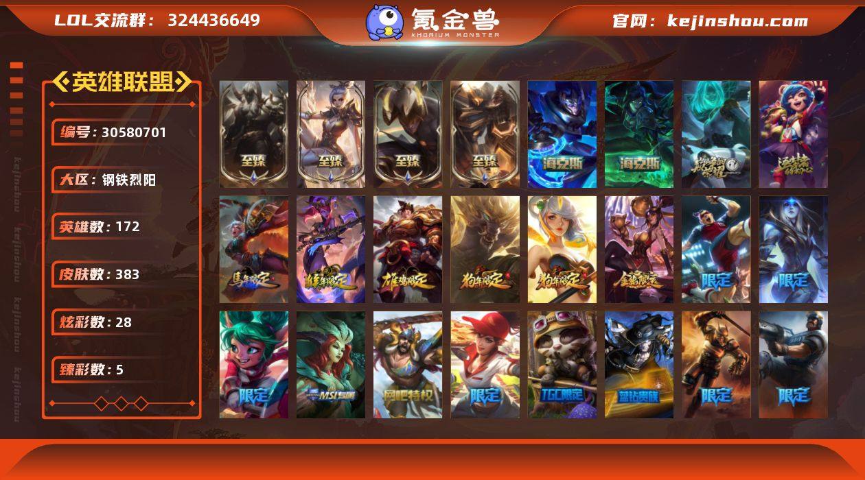 【LOLF2510】172英雄/383皮肤...