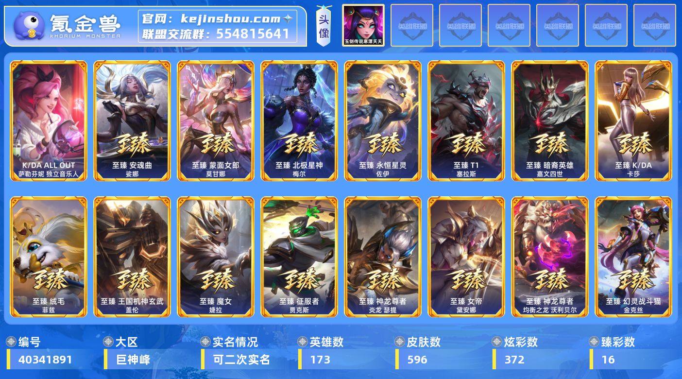 【LOLYH5430】173英雄/596皮...