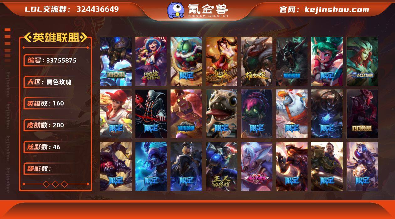 【LDC3309】160英雄/200皮肤/...