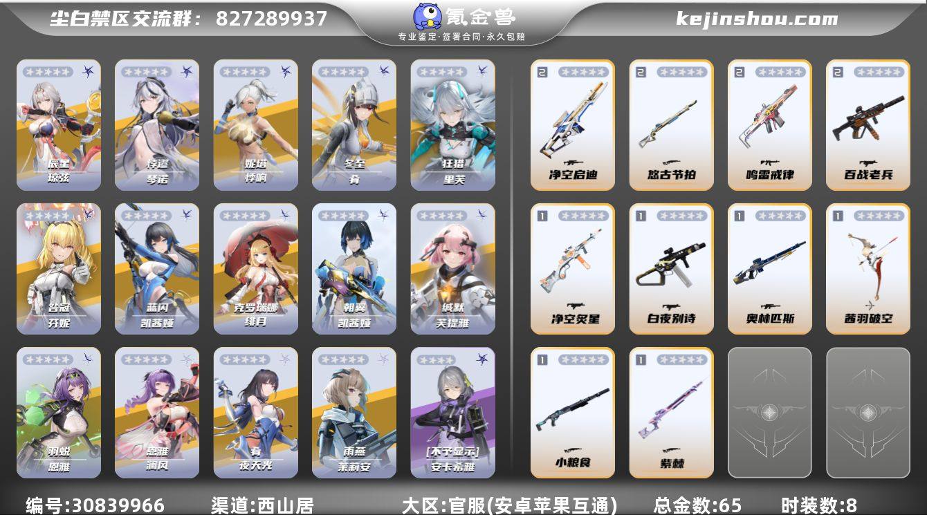 总金数:65 时装数:8 5启辰星-琼弦，...