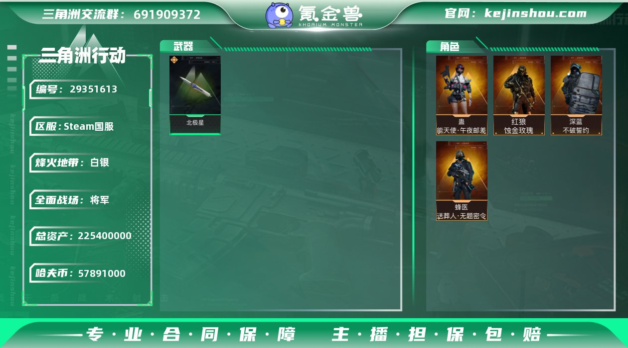 总资产:225400000 哈夫币:578...