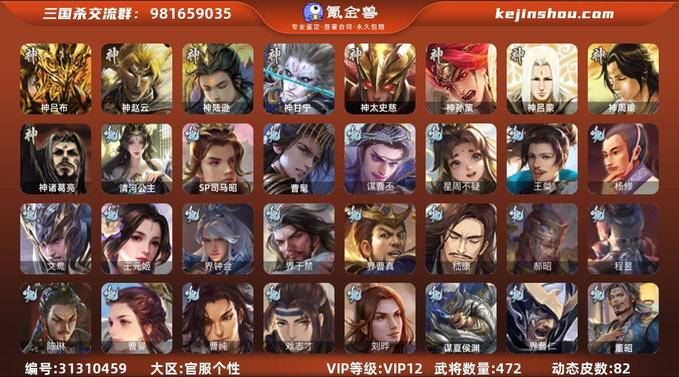 官阶:大将军；VIP等级:VIP12；史诗...