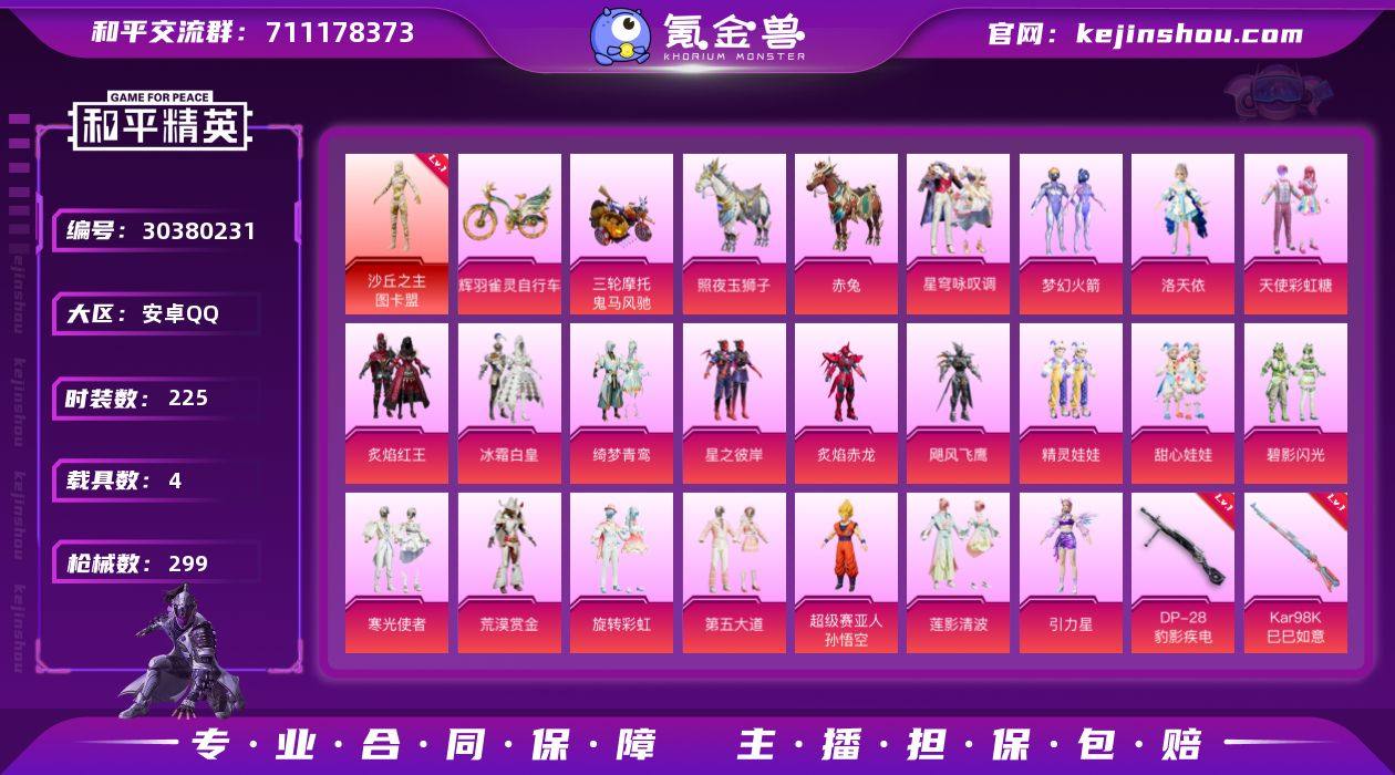 1红装 21粉装 7粉枪 4载具 1稀有装...