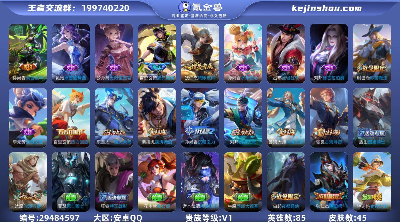 安卓Q-V0-永恒钻石V段位-85英雄-4...