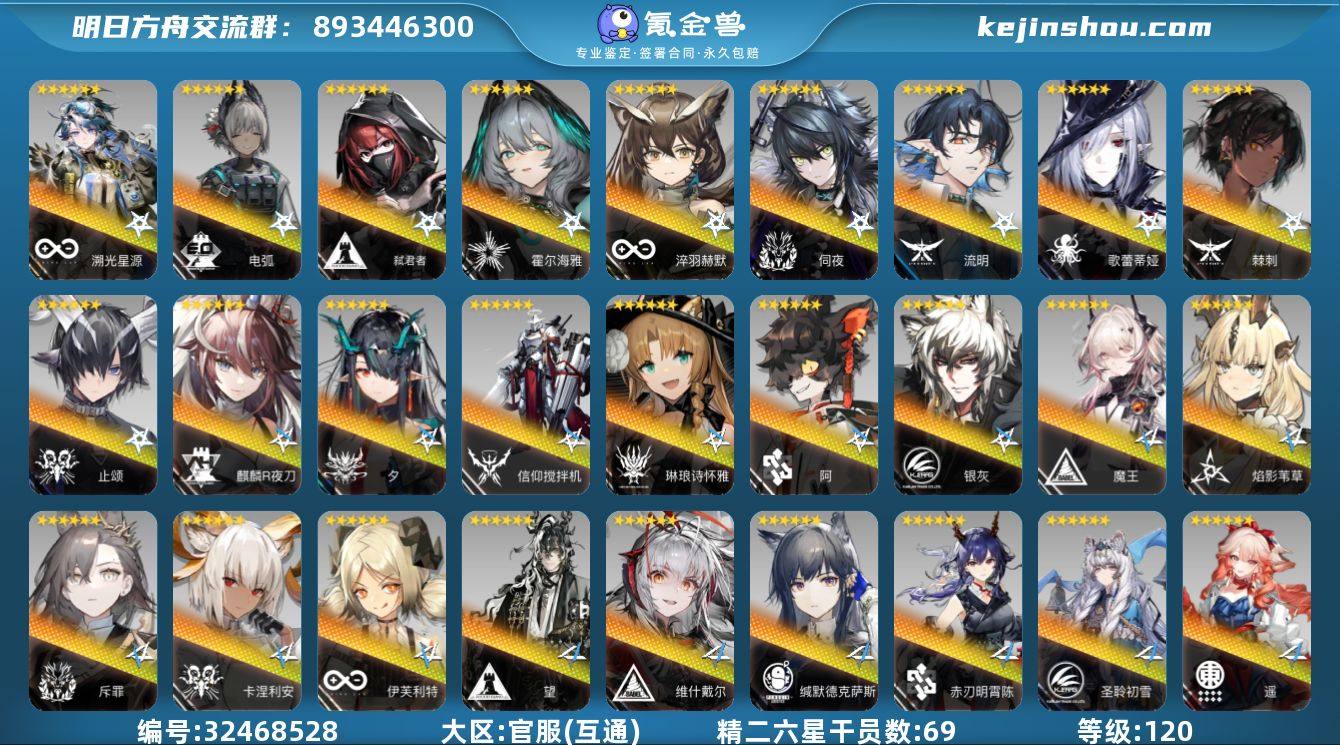 等级: 120 6星干员(限定5潜): 夕...