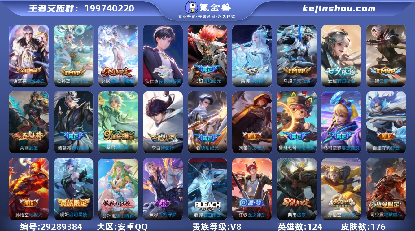 1355839 王者荣耀账号 安卓Q-V8...