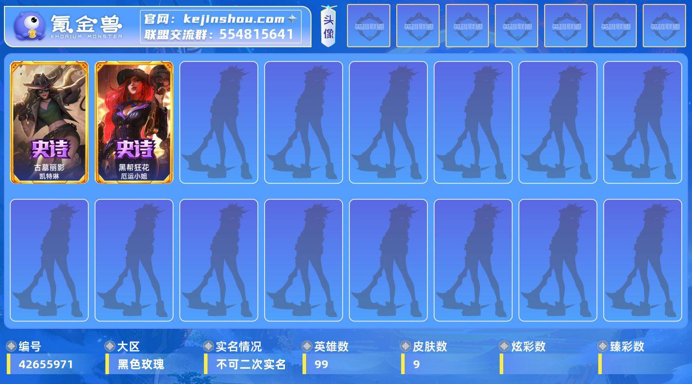 实名: 不可修改 英雄数: 99 皮肤数:...