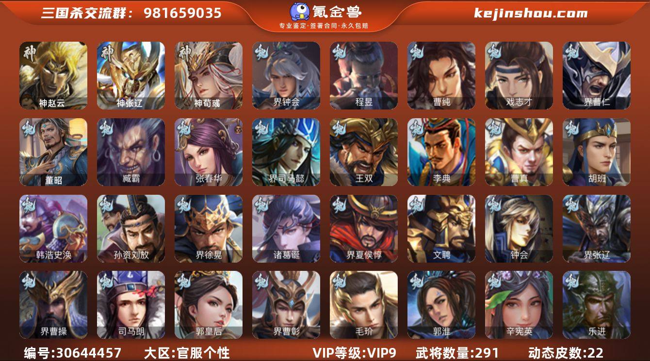 官阶:骠骑将军；VIP等级:VIP9；史诗...