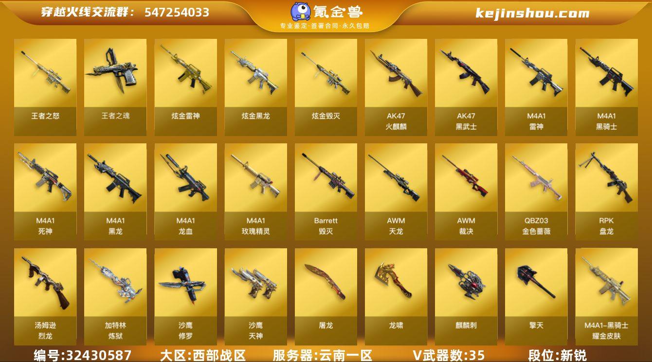 云南一区-42V-2王者武器数-3炫金武器...