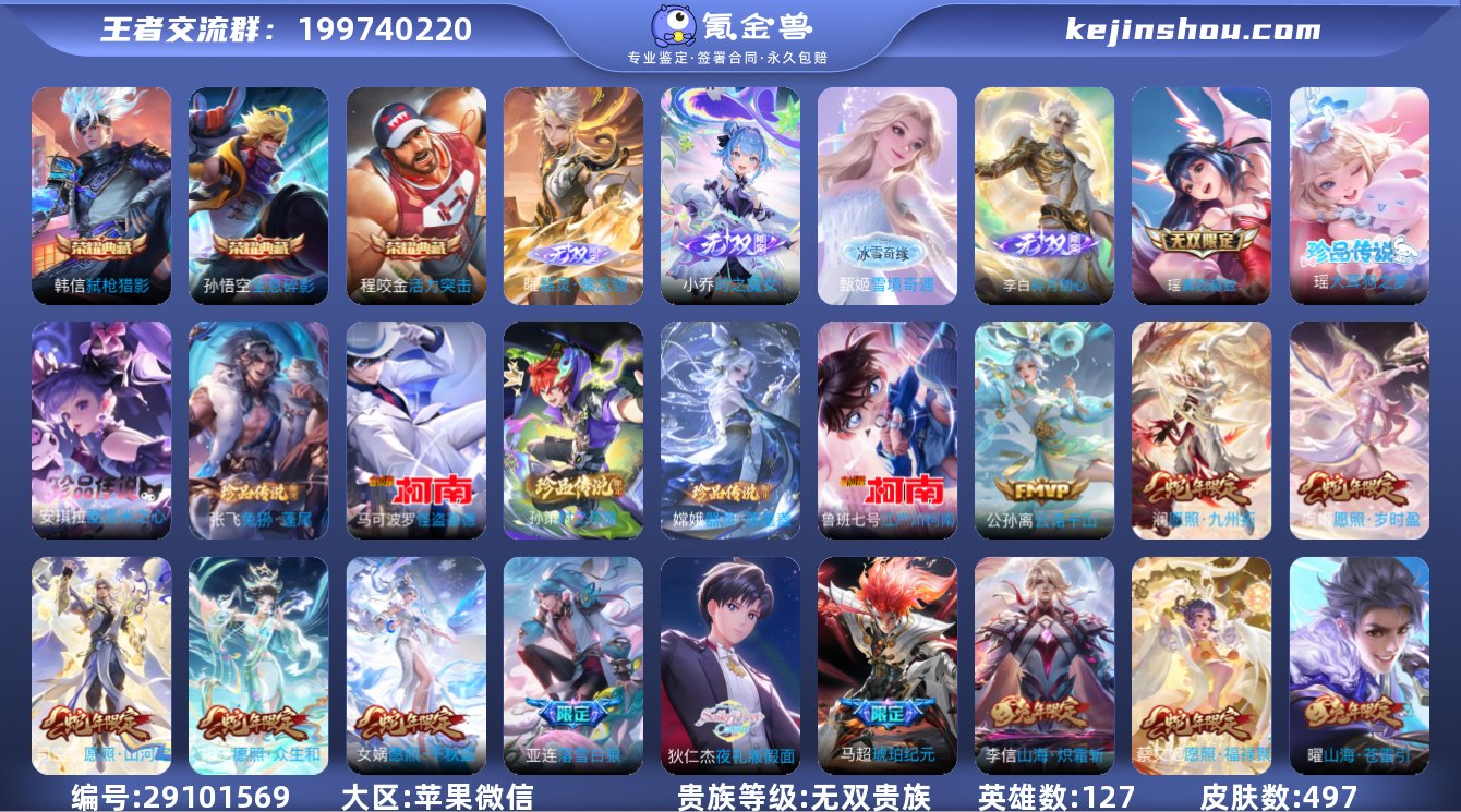 贵族等级:无双贵族 典藏皮肤数:3 珍品无...