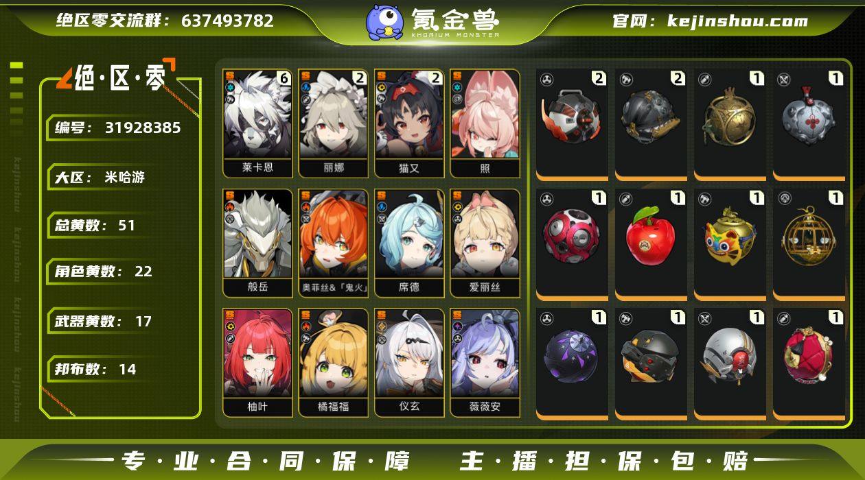 冒险等级:59 总黄数:51 五星角色数:...