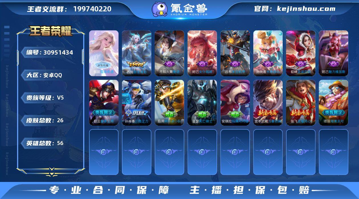 V5 1无双 1传说 26皮肤 56英雄 ...