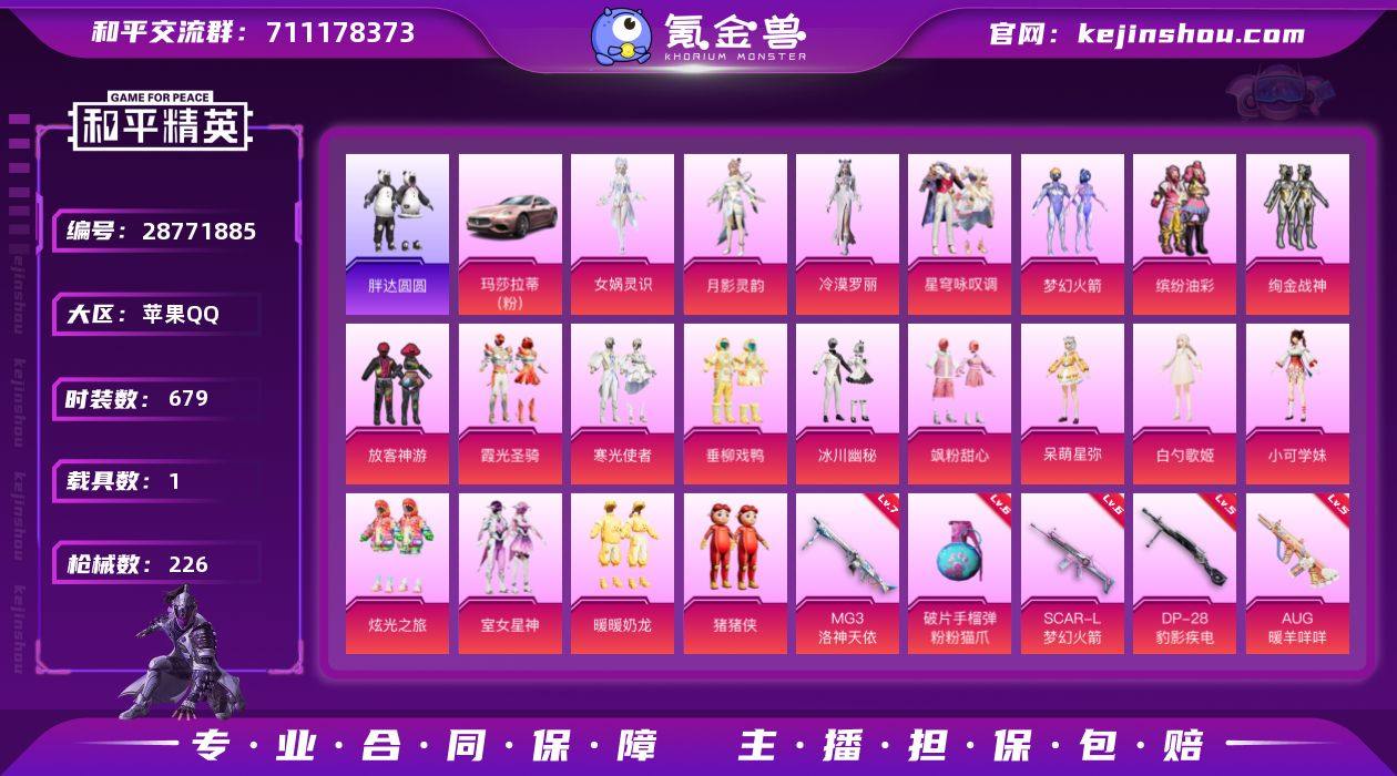 苹果Q-1稀有1载具20粉装15特效枪17...