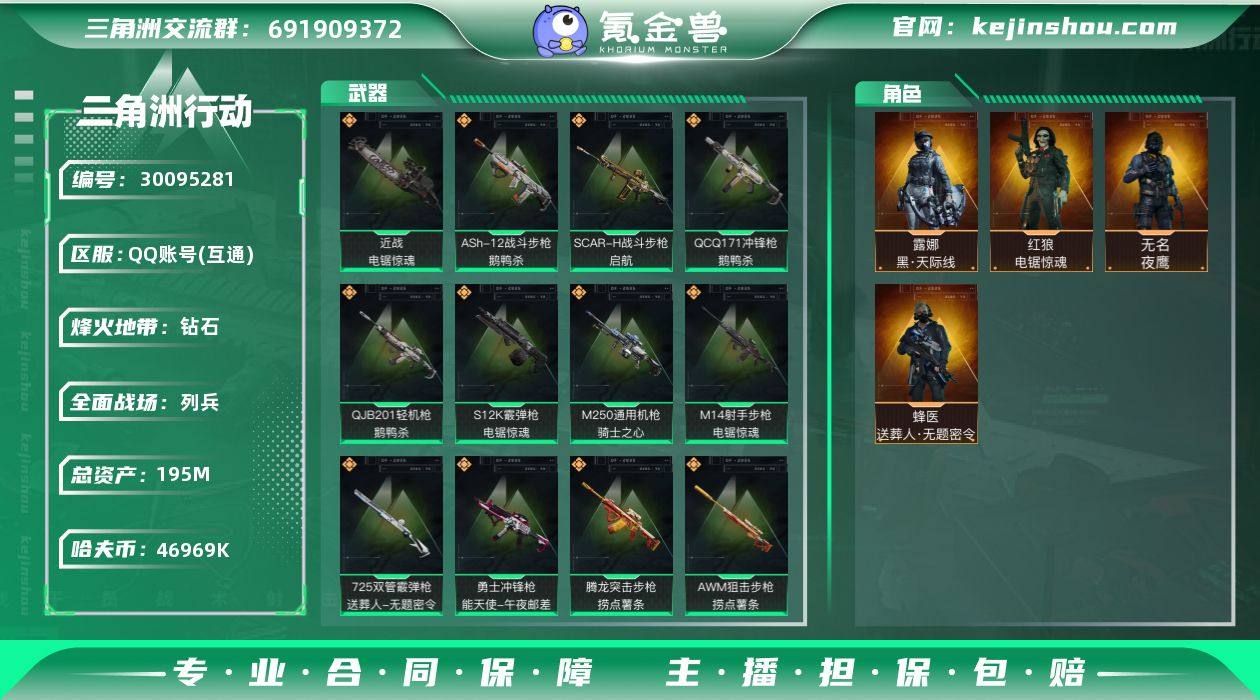 总资产(M)：195M/哈夫币(K)：46...