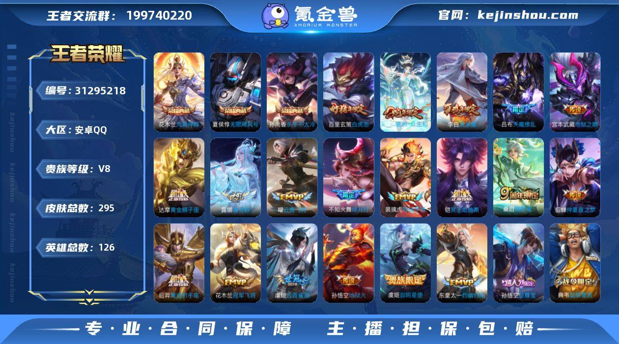 V8 3典藏 19传说 295皮肤 126...