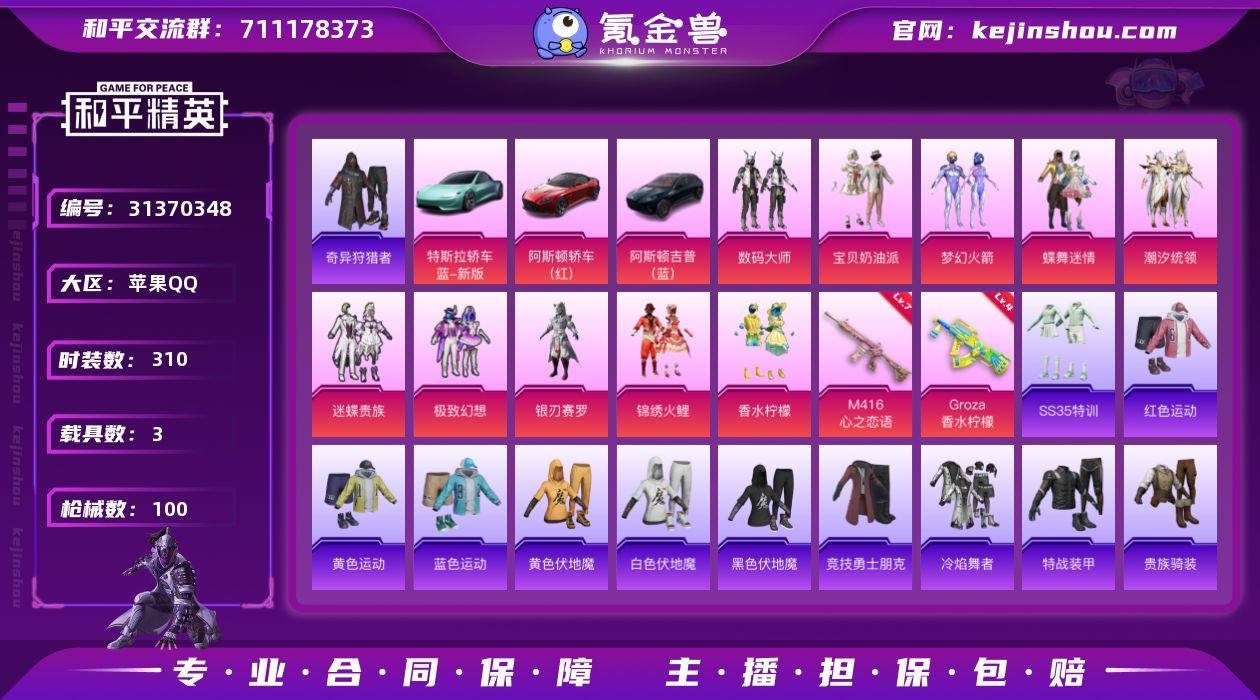 实名: 可修改 时装数: 310 载具数:...