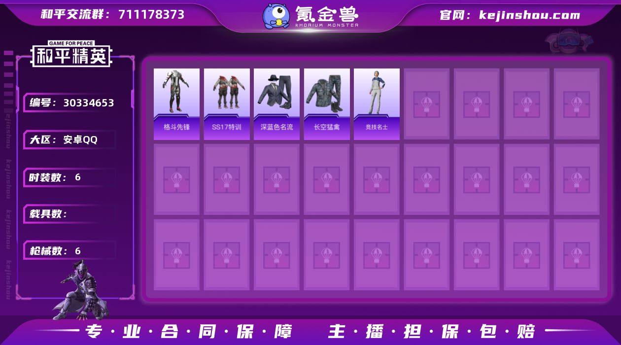 可改实名 1载具 6特效枪 15粉装 12...