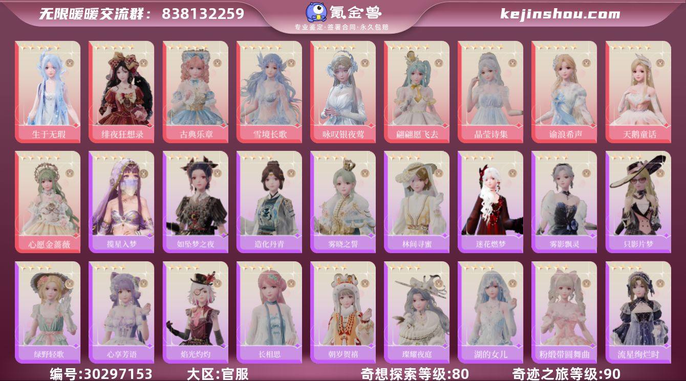 奇迹之旅等级:90 奇想探索等级:80 生...