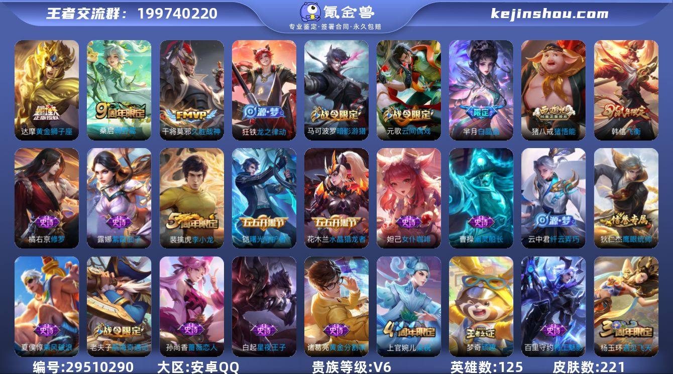 V6 4传说 221皮肤 125英雄 【4...