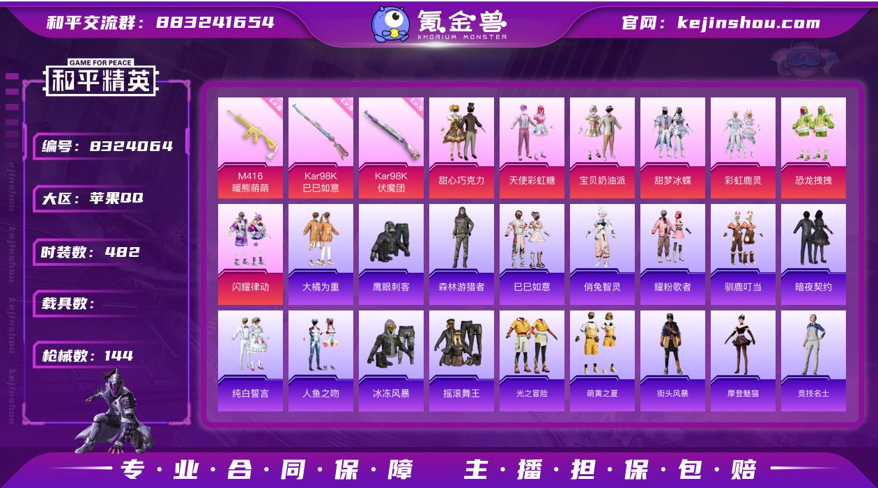 3升级枪 7粉装 1飞行器 144枪皮 1...