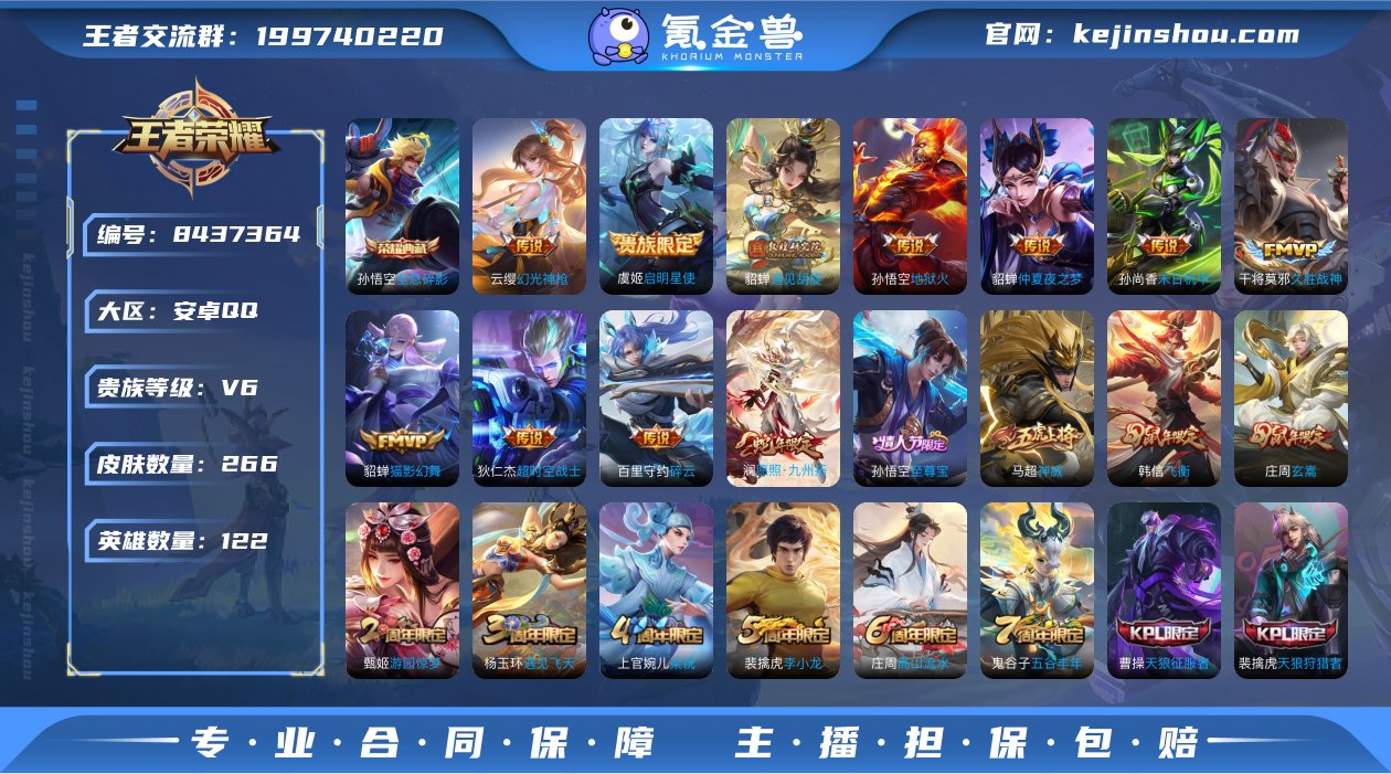 【WZ3510】贵族6/皮肤266/典藏1...