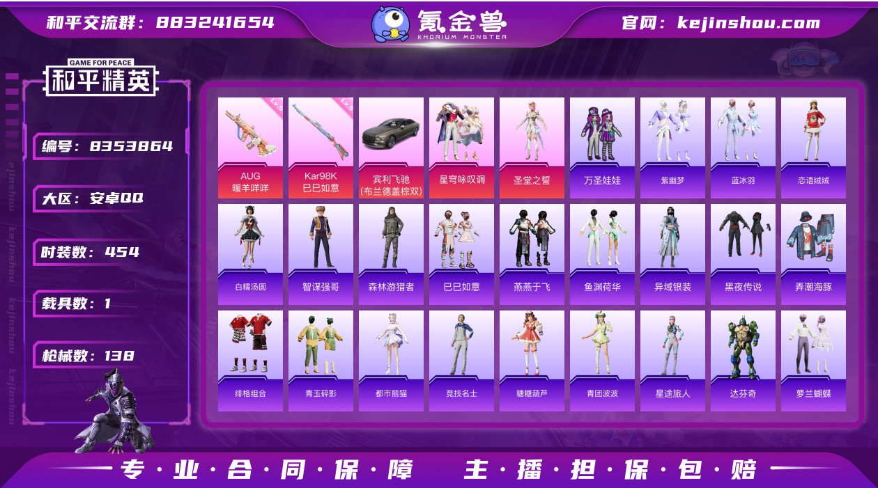 实名: 可修改 时装数: 454 载具数:...