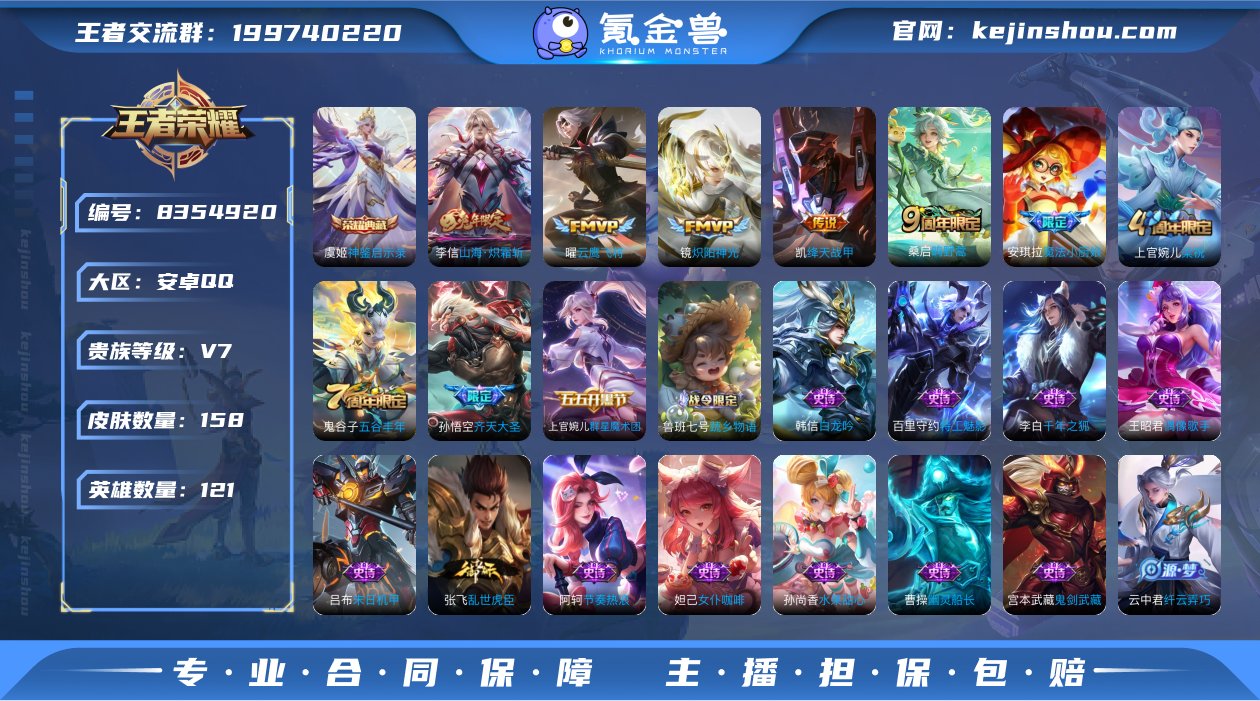 158皮肤 1典藏 6传说 特工战影 妄想...