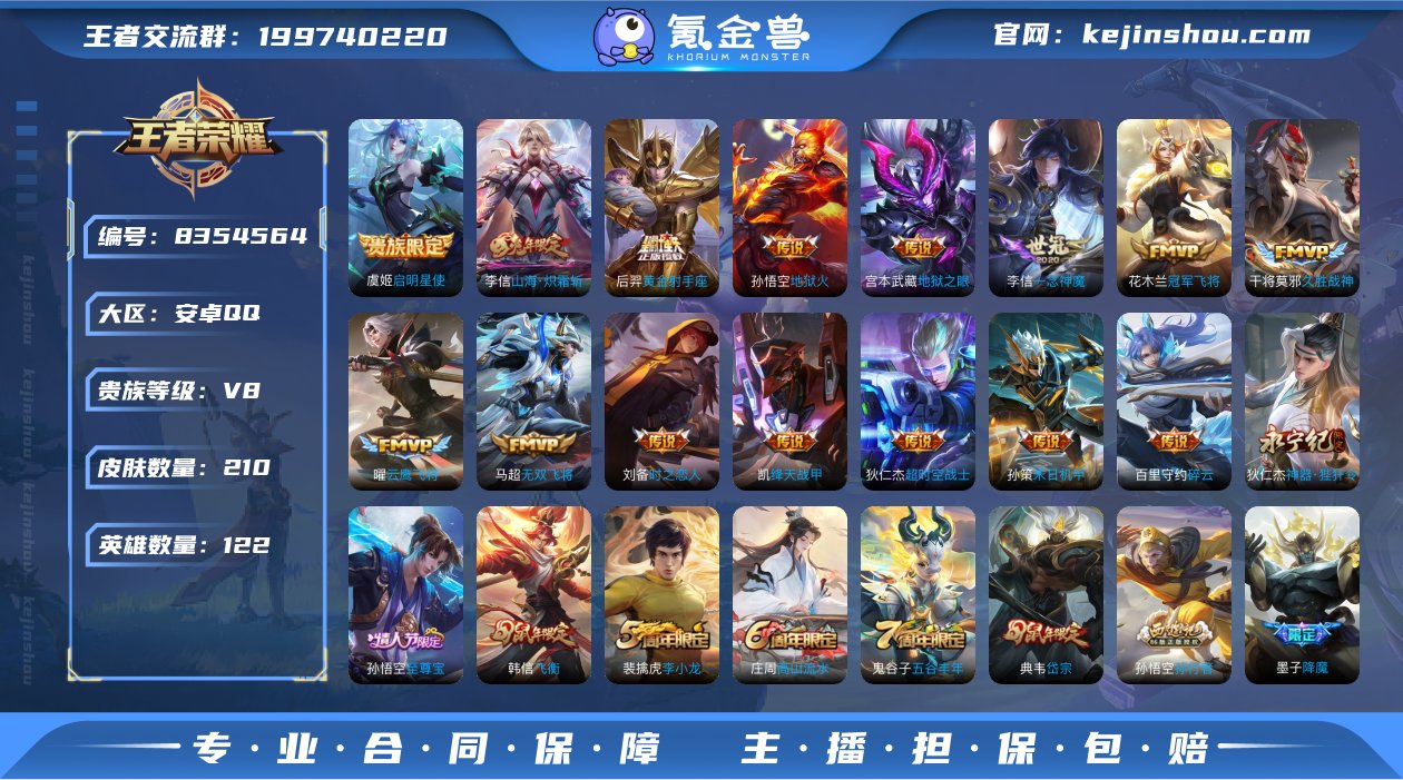 【WZN4000】贵族8/皮肤209/传说...