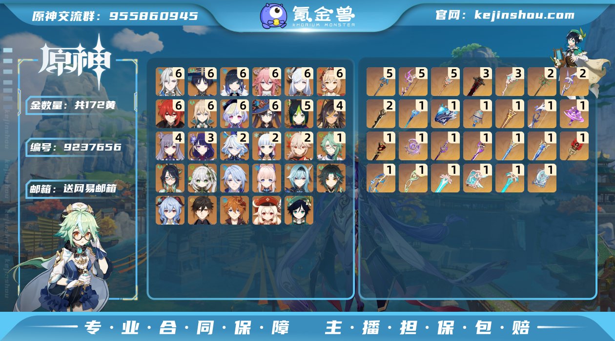 60级/172黄/女主/30个五星角色
0...