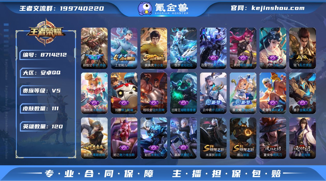 实名: 可修改 贵族等级: V5 英雄数:...