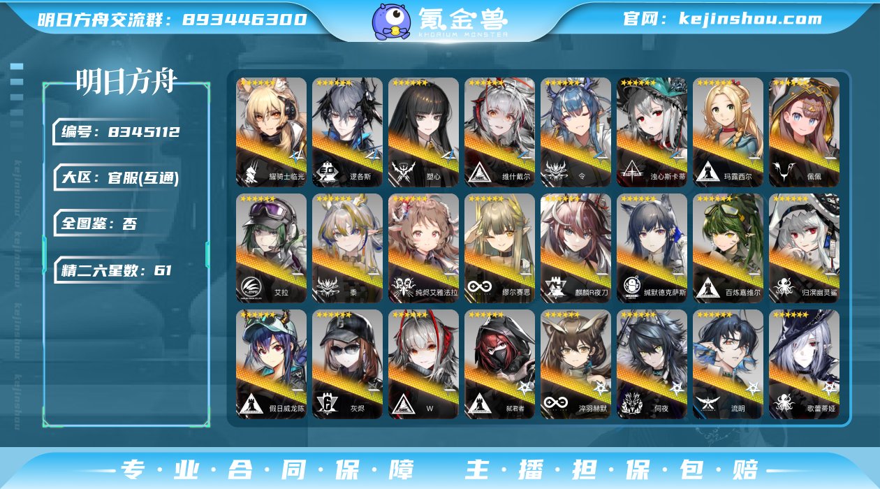 6星干员(限定4潜): 耀骑士临光 6星干...