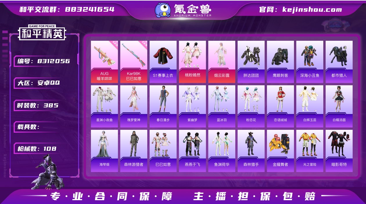 实名: 可修改 时装数: 385 枪械数:...
