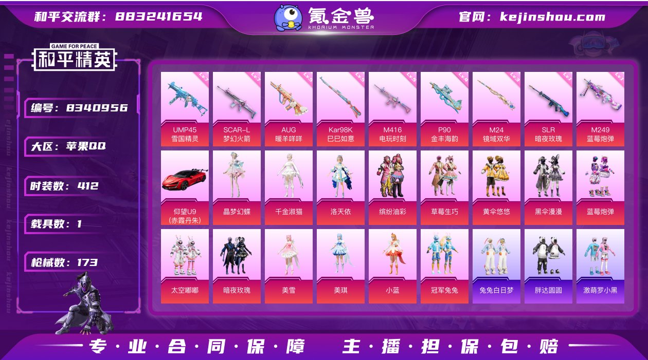 14粉装 9特效枪 1载具 4印记 可二次...