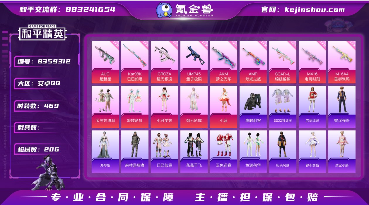 5粉装 9特效枪 0载具 15印记 可二次...
