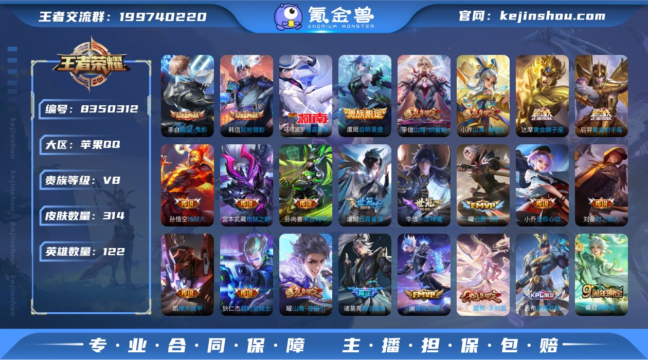 实名: 可修改 贵族等级: V8 英雄数:...