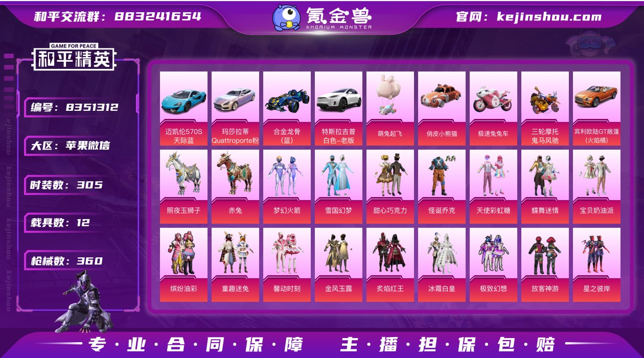 实名: 可修改 时装数: 305 载具数:...