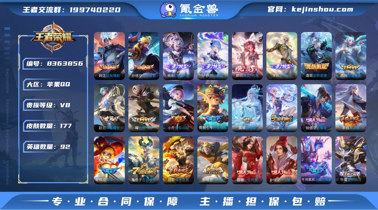 实名: 可修改 贵族等级: V8 英雄数:...